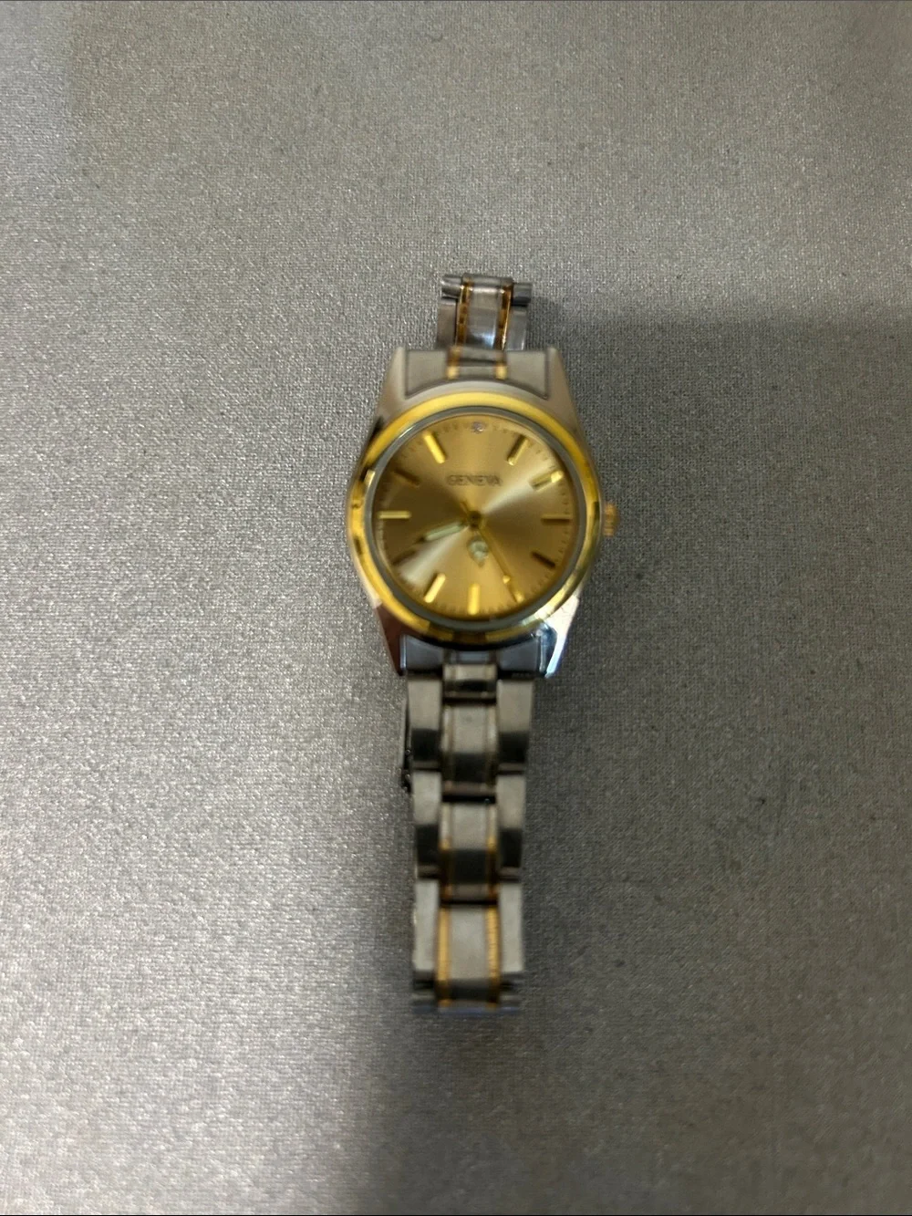 Geneva Two-Tone Silver and Gold Bracelet Watch